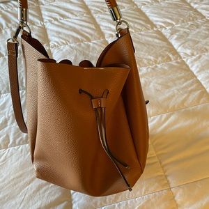 Zara brown bucket bag faux leather